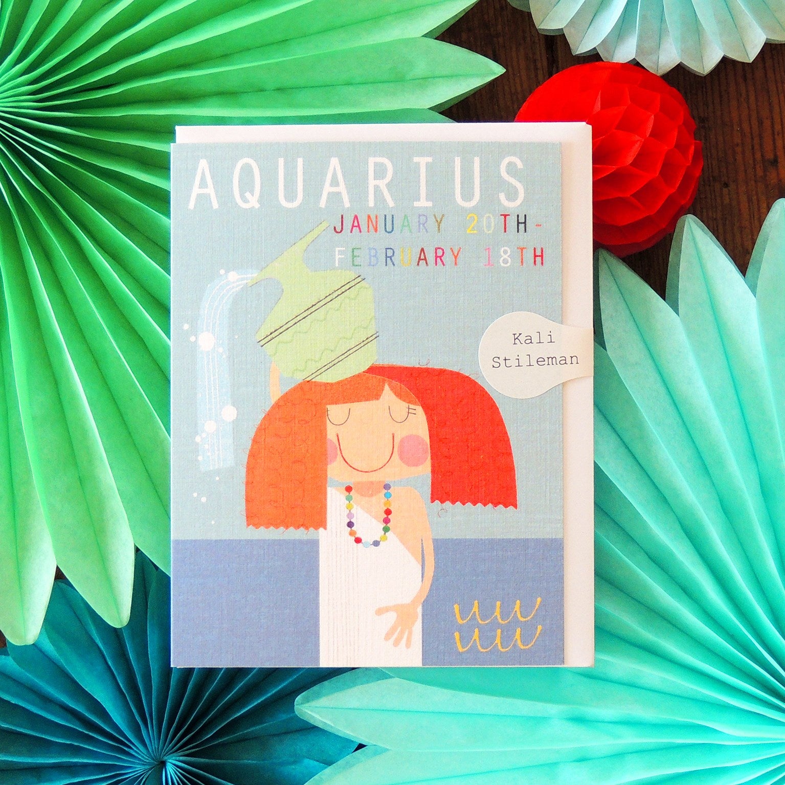 mini aquarius greetings card