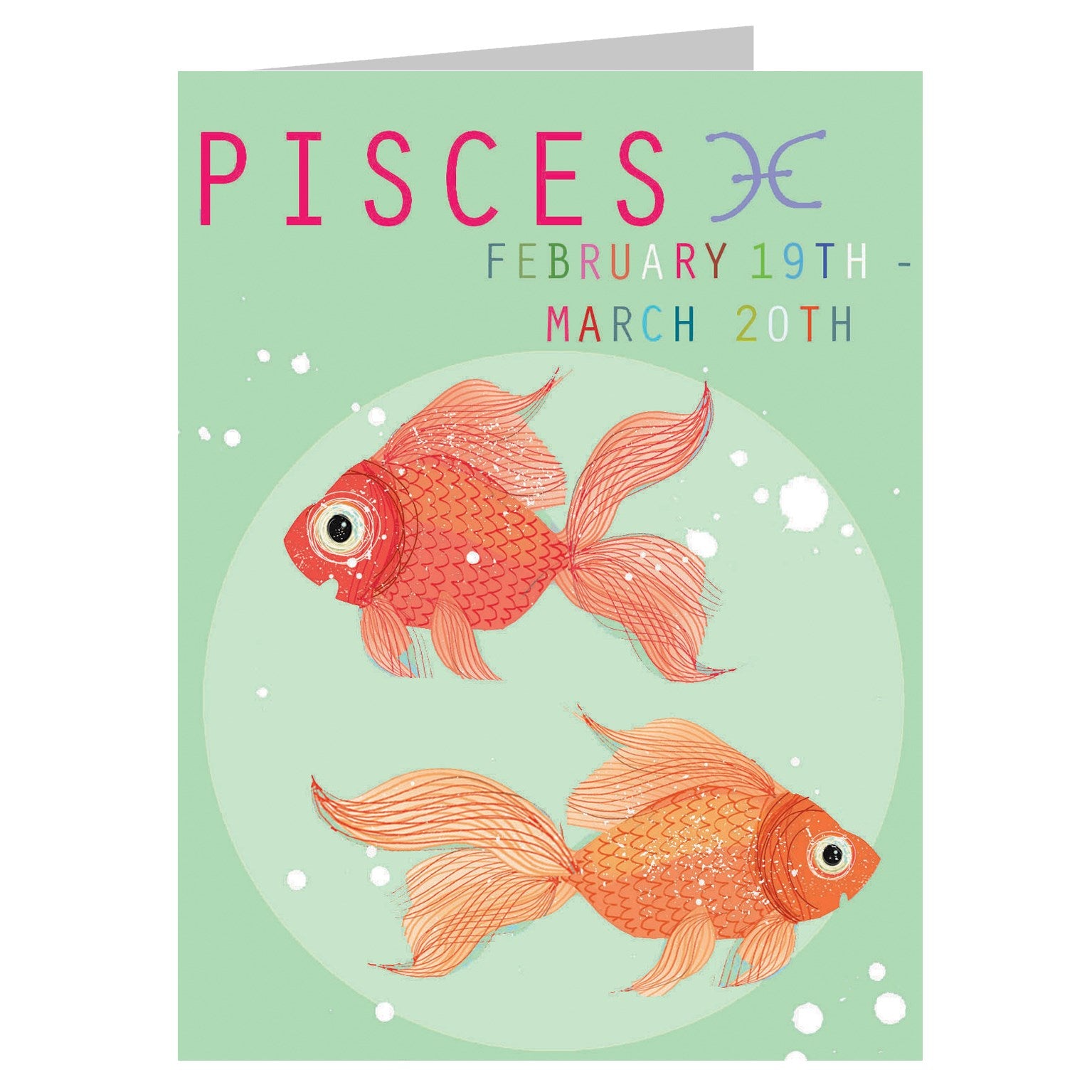 mini pisces greetings card